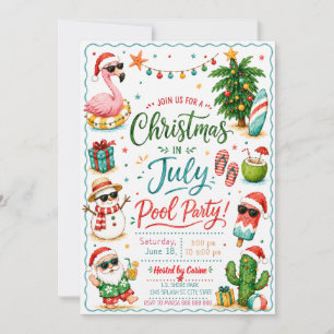 Weihnachten im Juli Poolparty-Einladung Einladung
