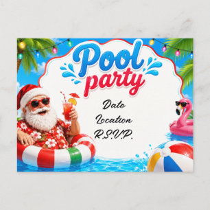 Weihnachten im Juli Poolparty mit dem Weihnachtsma Postkarte