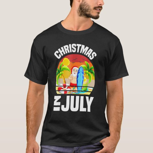 Weihnachten im Juli Retro Santa Sommerferien Stran T-Shirt (Vorderseite)