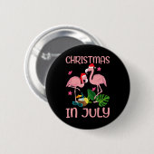 Weihnachten im Juli Rosa Flamingo mit Santa-Hut 1 Button (Vorne & Hinten)