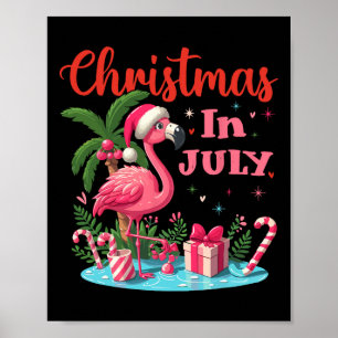 Weihnachten im Juli Rosa Flamingo Santa Hut Männer Poster