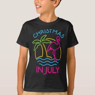 Weihnachten im Juli Rosa Flamingo Santa Hut Sommer T-Shirt