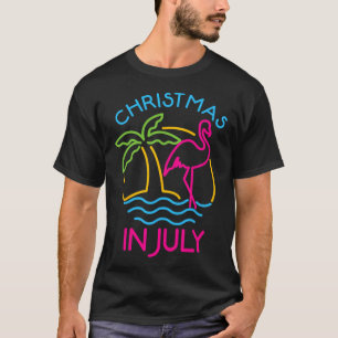 Weihnachten im Juli Rosa Flamingo Santa Hut Sommer T-Shirt
