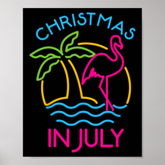 Weihnachten im Juli Rosa Flamingo Weihnachtsmann H Poster