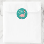 Weihnachten im Juli rosa Flamingo Weihnachtsmann Runder Aufkleber (Tasche)