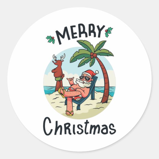 Weihnachten im Juli Runder Aufkleber (Vorderseite)