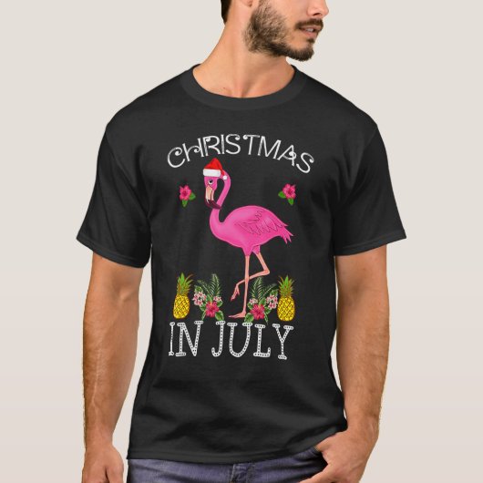 Weihnachten im Juli S für Frauen Pink Flamingo T-Shirt (Vorderseite)