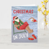 Weihnachten im Juli Santa am Strand Karte (Gelbe Blume)