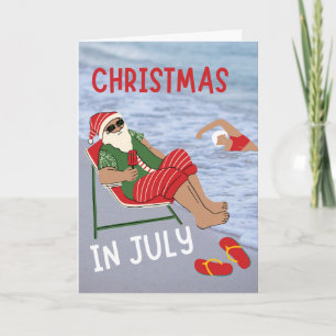 Weihnachten im Juli Santa am Strand Karte