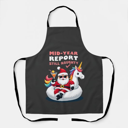 Weihnachten im Juli Santa auf Einhorn Pool Float S Schürze (Vorderseite)
