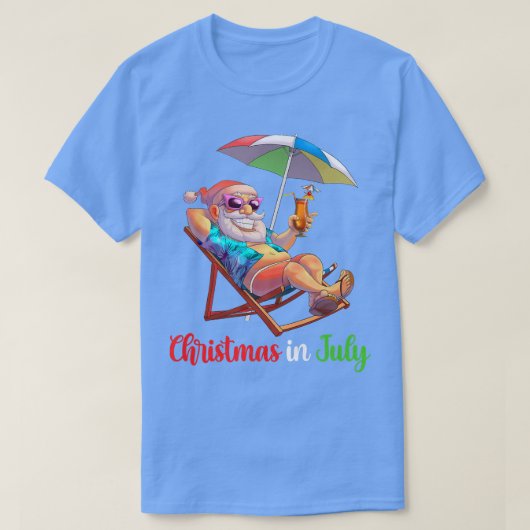 Weihnachten im Juli Santa Beach Sessel Umbrella Co T-Shirt (Design vorne)