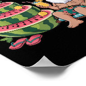 Weihnachten im Juli Santa Beach Wassermelone Kinde Poster (Ecke)