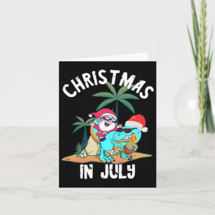 Weihnachten im Juli Santa Dinosaurier T-rex Sommer Karte