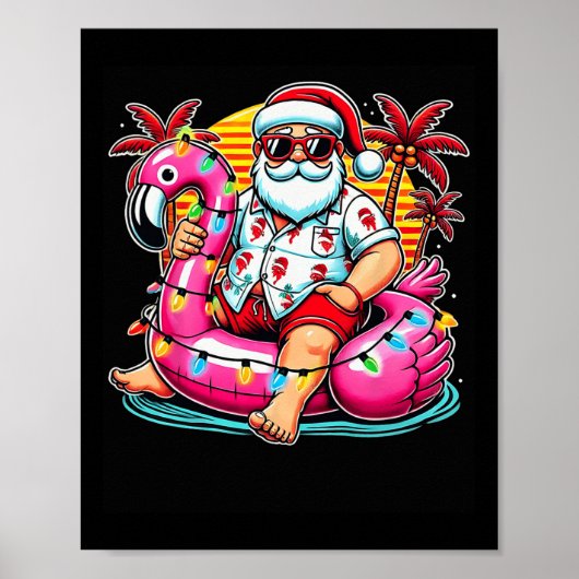 Weihnachten im Juli Santa Flamingo Float Sommer We Poster (Vorne)