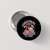 Weihnachten im Juli Santa Flamingo Funny Summer Xm Button (Vorne & Hinten)