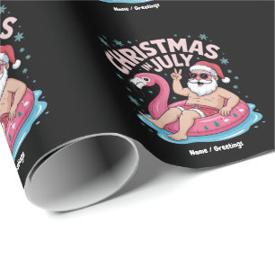 Weihnachten im Juli Santa Flamingo Funny Summer Xm Geschenkpapier