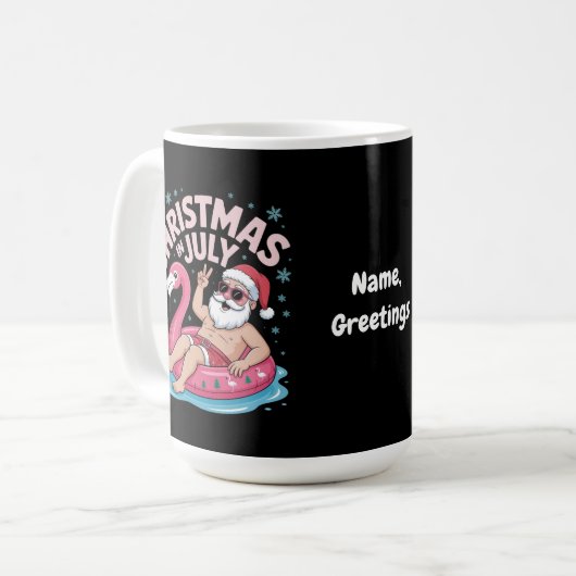 Weihnachten im Juli Santa Flamingo Funny Summer Xm Kaffeetasse (Vorderseite Links)