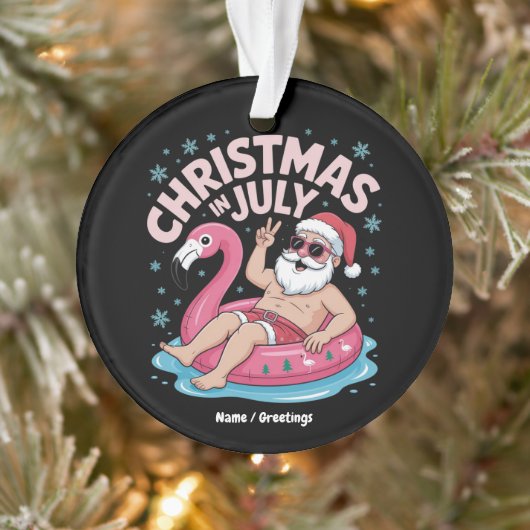 Weihnachten im Juli Santa Flamingo Funny Summer Xm Ornament (Baum)
