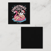 Weihnachten im Juli Santa Flamingo Funny Summer Xm Quadratische Visitenkarte (Vorne/Hinten)