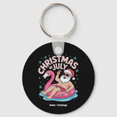 Weihnachten im Juli Santa Flamingo Funny Summer Xm Schlüsselanhänger (Vorderseite)