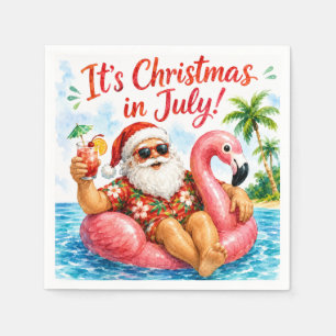 Weihnachten im Juli Santa Flamingo Hawaiian Spaß Serviette