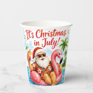 Weihnachten im Juli Santa Flamingo Hawaiianischer Pappbecher