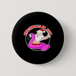 Weihnachten im Juli Santa Flamingo Pool Float Button