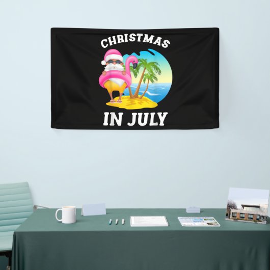 Weihnachten im Juli Santa Flamingo Pool Sommer Banner (Messeveranstaltung)
