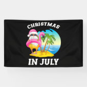 Weihnachten im Juli Santa Flamingo Pool Sommer Banner (Horizontal)