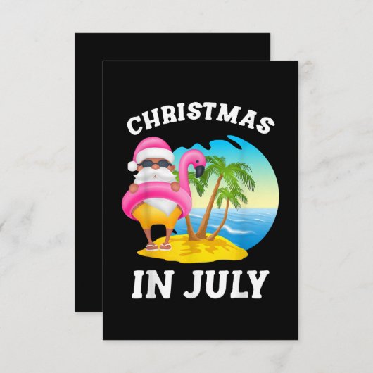 Weihnachten im Juli Santa Flamingo Pool Sommer Begleitkarte (Vorne/Hinten)