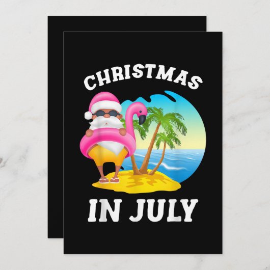 Weihnachten im Juli Santa Flamingo Pool Sommer Einladung (Vorne/Hinten)
