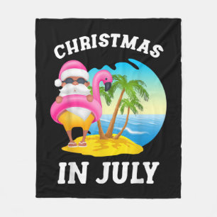 Weihnachten im Juli Santa Flamingo Pool Sommer Fleecedecke