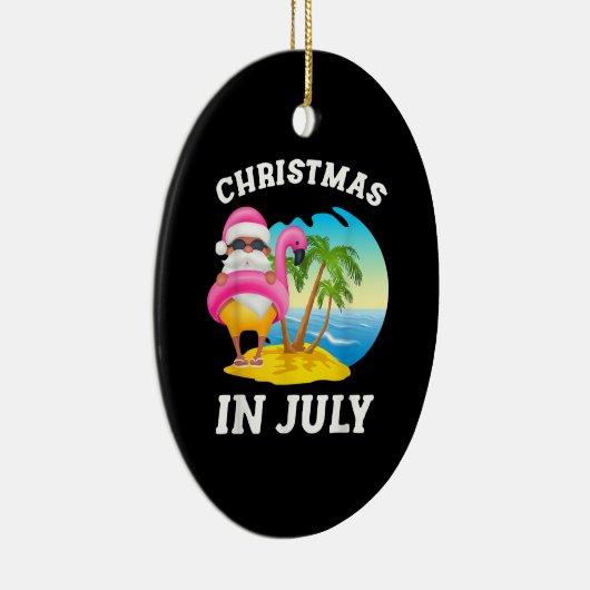 Weihnachten im Juli Santa Flamingo Pool Sommer Keramik Ornament (Rechts)
