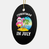 Weihnachten im Juli Santa Flamingo Pool Sommer Keramik Ornament (Links)