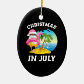 Weihnachten im Juli Santa Flamingo Pool Sommer Keramik Ornament (Vorne)