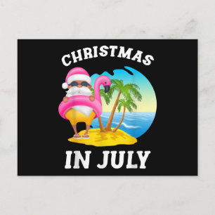 Weihnachten im Juli Santa Flamingo Pool Sommer Postkarte