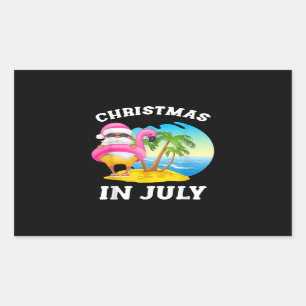 Weihnachten im Juli Santa Flamingo Pool Sommer Rechteckiger Aufkleber
