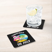 Weihnachten im Juli Santa Flamingo Pool Sommer Rechteckiger Pappuntersetzer (Vor Ort)