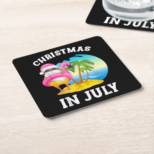 Weihnachten im Juli Santa Flamingo Pool Sommer Rechteckiger Pappuntersetzer (angewinkelt)