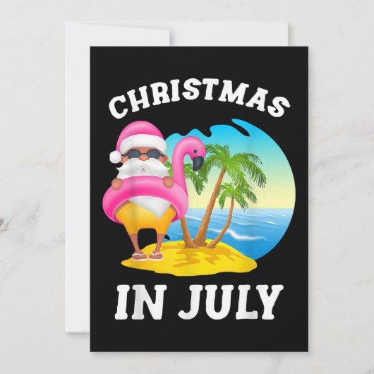 Weihnachten im Juli Santa Flamingo Pool Sommer Save The Date (Vorderseite)