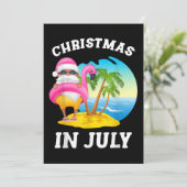 Weihnachten im Juli Santa Flamingo Pool Sommer Save The Date (Stehend Vorderseite)