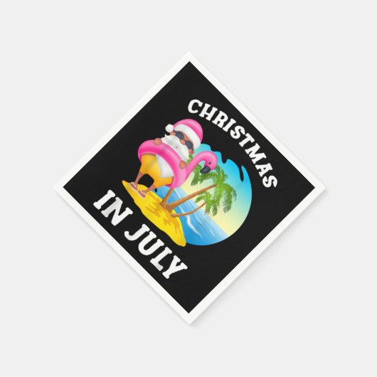 Weihnachten im Juli Santa Flamingo Pool Sommer Serviette (Ecke)