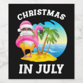 Weihnachten im Juli Santa Flamingo Pool Sommer Weinetikett (Einzelnes Label)