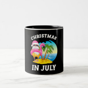 Weihnachten im Juli Santa Flamingo Pool Sommer Zweifarbige Tasse
