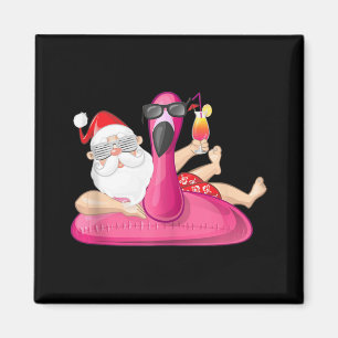 Weihnachten im Juli Santa Hawaii Flamingo Sommer V Magnet