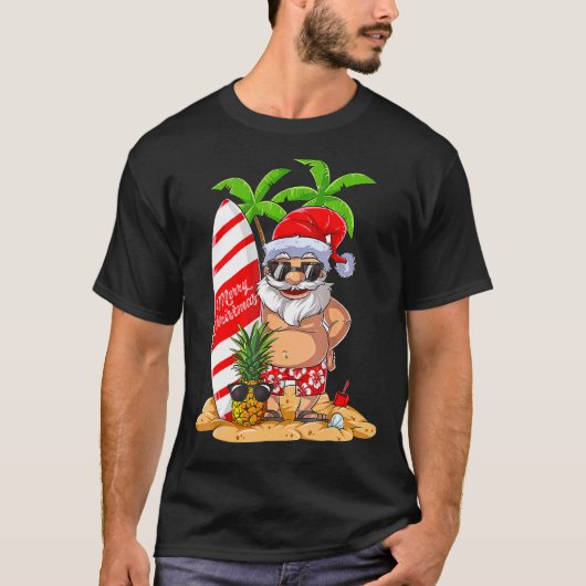 Weihnachten im Juli Santa Hawaii Surfen Sommer Chr T-Shirt (Vorderseite)