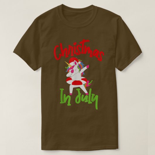 Weihnachten im Juli Santa Hawaiian Dabbing Unicorn T-Shirt (Design vorne)
