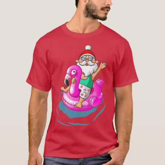 Weihnachten im Juli Santa Hawaiian Flamingo Summer T-Shirt