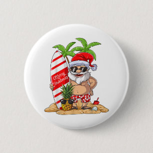 Weihnachten im Juli Santa Hawaiian Sommer Surf Sur Button
