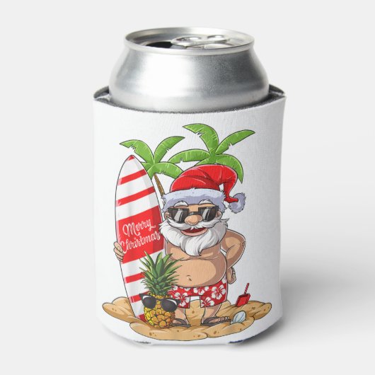 Weihnachten im Juli Santa Hawaiian Sommer Surf Sur Dosenkühler (Kanne Vorderseite)